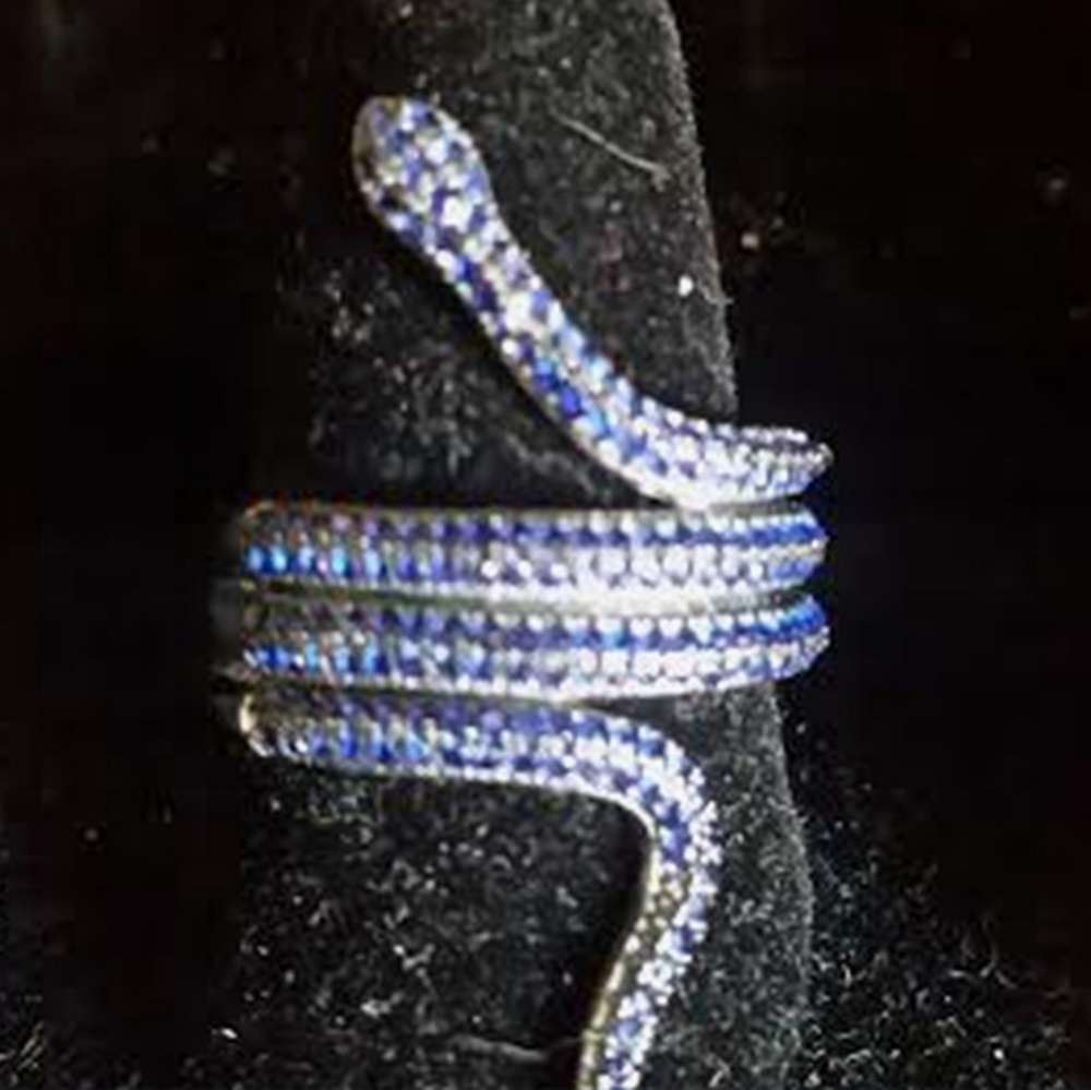 NWT Man-Made Blue Sapphire SS Serpent Ring